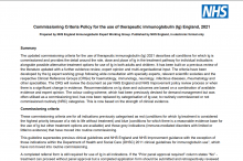 Commissioning Criteria Policy for the use of therapeutic immunoglobulin (Ig) England, 2021